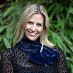 Blue Diamante Faux Fur Scarf