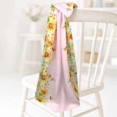 Pastel Pink Sunflower & Bee Scarf